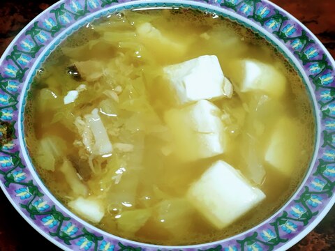 白菜とツナと豆腐のスープ